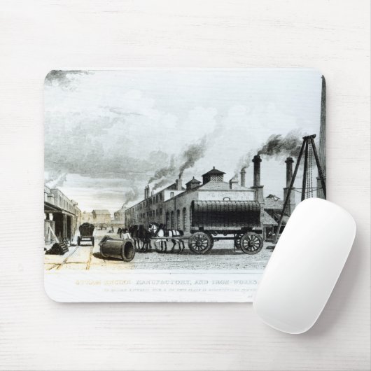 Een stoomengine-fabricage en ijzerwerken muismat (Met muis)