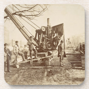 Een stoomkraan in bedrijf tijdens de bouw bier onderzetter