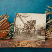 Een stoomkraan in bedrijf tijdens de bouw fotoplaat (Zijkant)