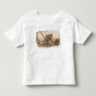 Een stoomkraan in bedrijf tijdens de bouw kinder shirts