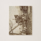 Een stoomkraan in bedrijf tijdens de bouw legpuzzel (Verticaal)