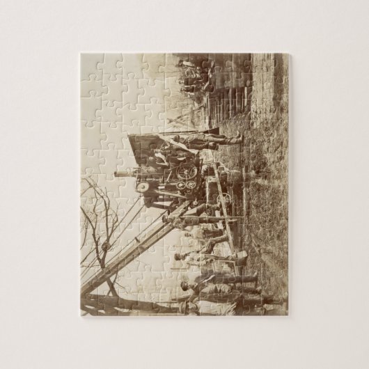 Een stoomkraan in bedrijf tijdens de bouw legpuzzel (Verticaal)