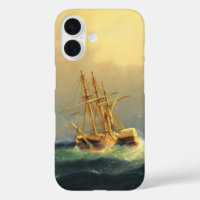 Een stoomschip in een storm in de Atlantische Ocea