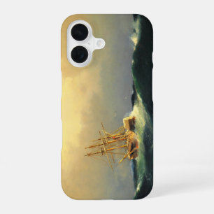 Een stoomschip in een storm in de Atlantische Ocea iPhone 16 Hoesje