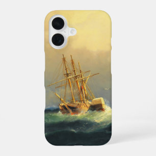 Een stoomschip in een storm in de Atlantische Ocea iPhone 16 Hoesje