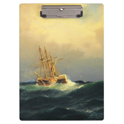 Een stoomschip in een storm in de Atlantische Ocea Klembord (Voorkant)