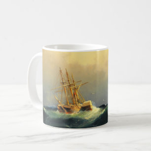 Een stoomschip in een storm in de Atlantische Ocea Koffiemok