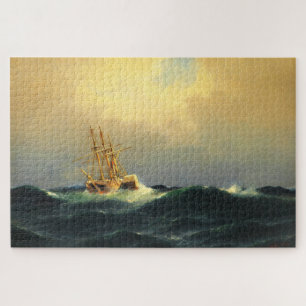 Een stoomschip in een storm in de Atlantische Ocea Legpuzzel