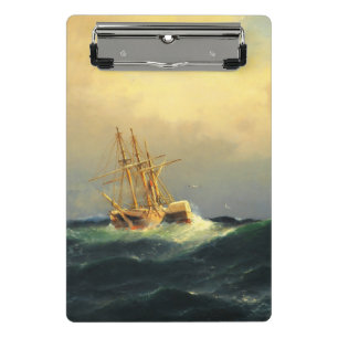 Een stoomschip in een storm in de Atlantische Ocea Mini Klembord