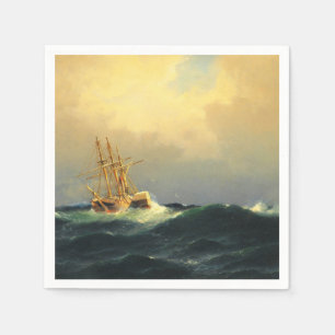 Een stoomschip in een storm in de Atlantische Ocea Servet