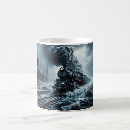 Een stoomtrein door een vergeten stad koffiemok (Center)