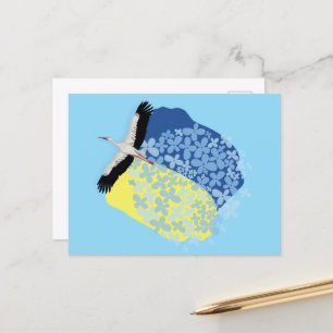 Een Stork heeft een Oekraïense vlag Briefkaart
