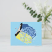 Een Stork heeft een Oekraïense vlag Briefkaart (Staand voorkant)
