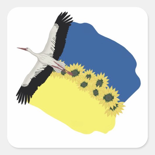 Een Stork heeft een Oekraïense vlag Vierkante Sticker (Voorkant)