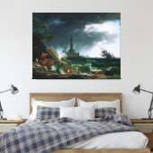 Een Storm aan de Middellandse Zeekust van Claude J Canvas Afdruk (Insitu (Slaapkamer))