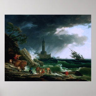 Een Storm aan de Middellandse Zeekust van Claude J Poster