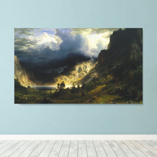 Een Storm in de Rocky Mountains Bierstadt Canvas Afdruk (Insitu (Houten vloer))