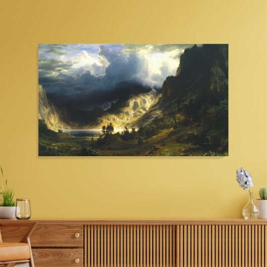 Een Storm in de Rocky Mountains Bierstadt Canvas Afdruk (Insitu (Woonkamer))