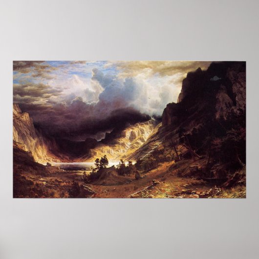 Een storm in het Rock Mountains, Bierstadt Albert Poster (Voorkant)