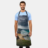 Een storm moody strand blauwgroen zee koken schort (Gedragen)