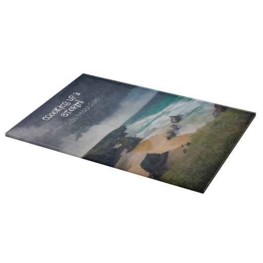 Een storm moody strand blauwgroen zee koken snijplank (Hoek)