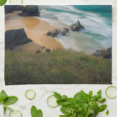 Een storm moody strand blauwgroen zee koken theedoek (Gevouwen)