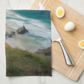 Een storm moody strand blauwgroen zee koken theedoek (Quarter Fold)