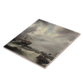 Een Storm op het Zee (olie op het paneel) Tegeltje (Zijkant)