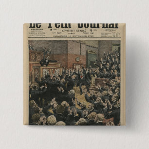 Een stormachtige vergadering in de Kamer van Afgev Vierkante Button 5,1 Cm