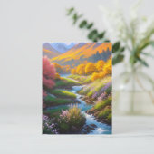 Een stormloop in een kleurrijke vallei feestdagenkaart (Staand voorkant)