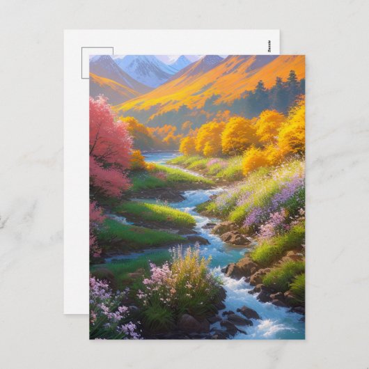 Een stormloop in een kleurrijke vallei feestdagenkaart (Voorkant / Achterkant)