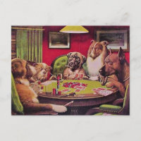 Een stoute bluf, honden die poker spelen,