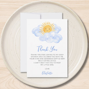 Een Straaltje Zonneschijn Jongens Baby Shower Bedankkaart