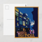 Een straat bij maanlicht. Bezoek India Briefkaart (Voorkant / Achterkant)