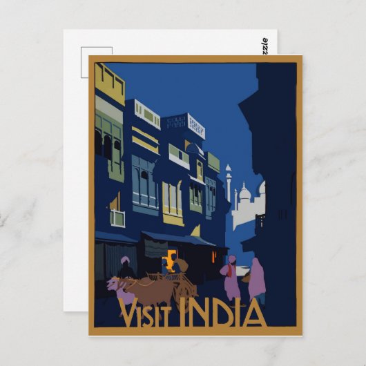 Een straat bij maanlicht. Bezoek India Briefkaart (Voorkant / Achterkant)