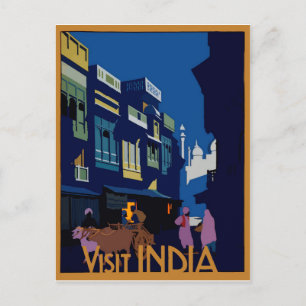 Een straat bij maanlicht. Bezoek India Briefkaart