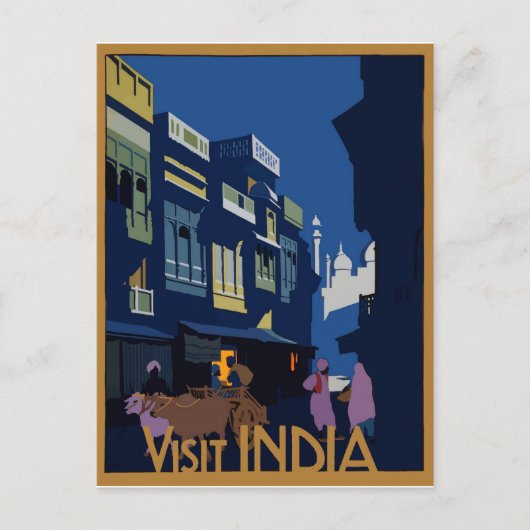 Een straat bij maanlicht. Bezoek India Briefkaart (Voorkant)