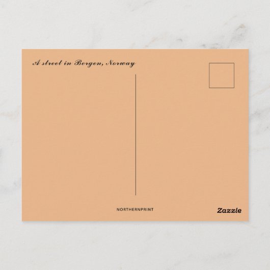 Een straat in Bergen, Noorwegen Briefkaart (Achterkant)
