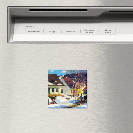 Een straat in een dorp in Quebec - Clarence Gagnon Magneet (Insitu (Vaatwasser))