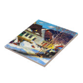 Een straat in een dorp in Quebec - kunstwerk van C Tegeltje (Zijkant)