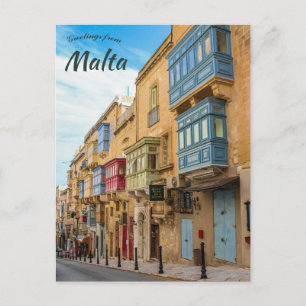Een straat in La Valletta Malta Briefkaart