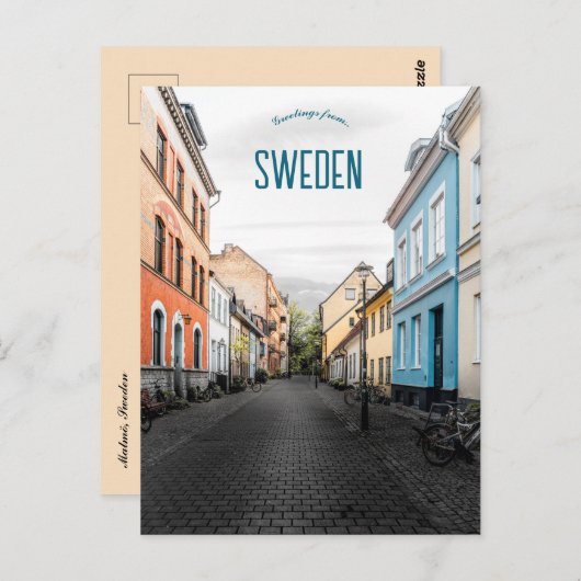 Een straat in Malmö Zweden Briefkaart (Voorkant / Achterkant)