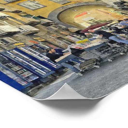 Een straat in Napels, Italië Design Poster Print (Hoek)