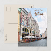 Een straat in Riga, Briefkaart van Letland (Voorkant / Achterkant)