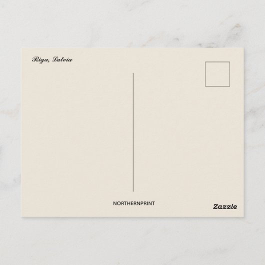 Een straat in Riga, Briefkaart van Letland (Achterkant)