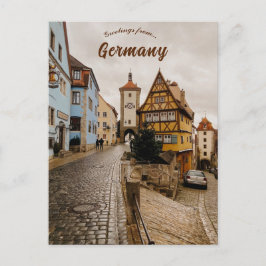 Een straat in Rothenburg Duitsland Briefkaart
