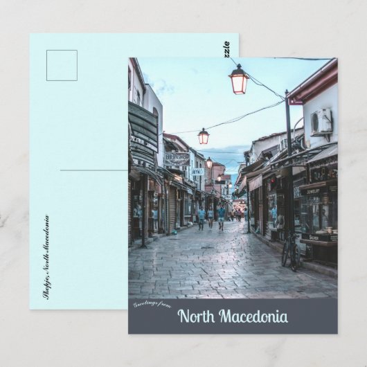 Een straat in Skopje Noord-Macedonië Briefkaart (Voorkant / Achterkant)