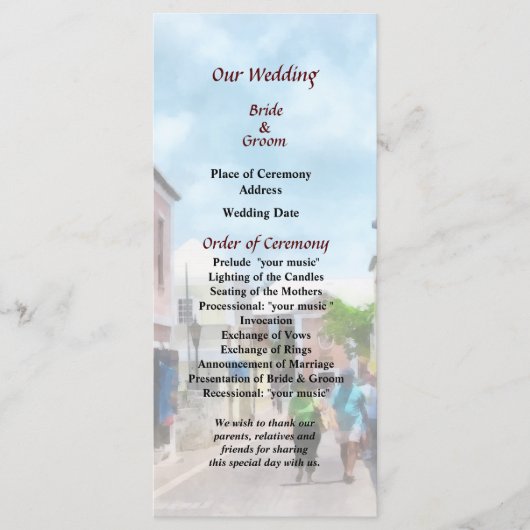Een straat in St George Bermuda Wedding Program Programmakaart (Voorkant)