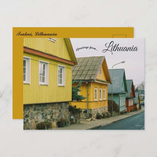 Een straat in Trakai Litouwen Briefkaart (Voorkant / Achterkant)