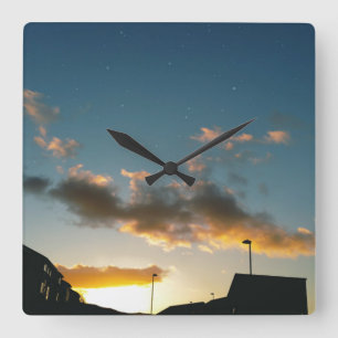 Een straat vol sterren vierkante klok